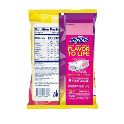 HI-CHEW Grape & Strawberry Mix, Pack of 8 Bags, 1.94oz each - Grape & Strawberry - Chewy Fun Soft Candy Variety Pack - Immensely Juicy Fruity Flavors - Individually Wrapped for Sharing