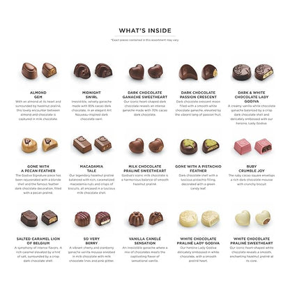Godiva Red Bow Gold Assorted Chocolate Gift Box, Belgian Dark and Milk Chocolates with Pralinés, Ganaches & Caramels, Gourmet Holiday Gift, Non-GMO & Kosher, 30 Pc
