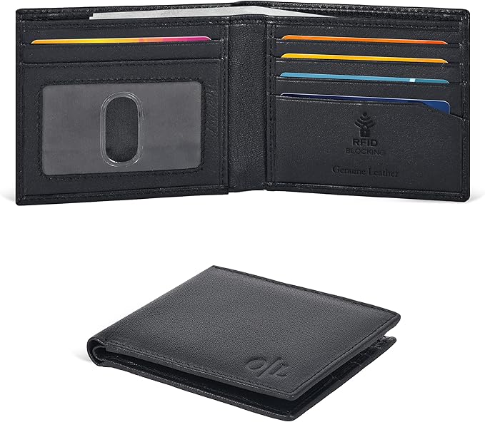 Oak Leathers Slim Leather Wallet for Men - RFID Wallets Credit Card Holder Ultra Thin Gift for Mens, Front Pocket Minimalist Design