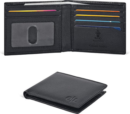 Oak Leathers Slim Leather Wallet for Men - RFID Wallets Credit Card Holder Ultra Thin Gift for Mens, Front Pocket Minimalist Design