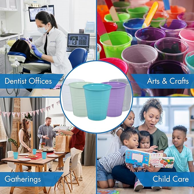 Henry Schein Disposable Cups, 5 oz, Clear (200 Count) – Dental Rinse Cups, Double-Coated for Durability, Latex-Free, Embossed Grip, Ideal for Medical, Office, and Event Use