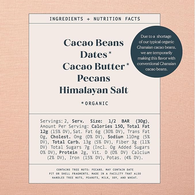 Spring & Mulberry Dark Chocolate Bars – Healthy Dark Chocolate, Date-Sweetened - Pecan Date 12 Pack