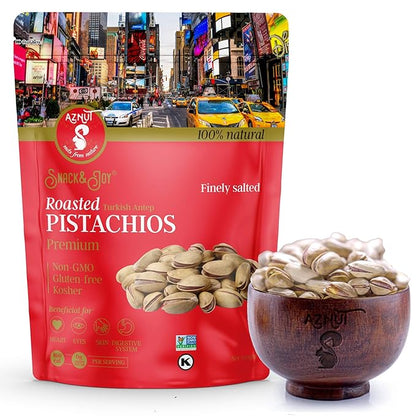 AZNUT Turkish Antep Roasted Salted Pistachios 5 LB (2 set of 2.5 LB), 100% Natural Premium Quality Class A, Non GMO Project Certified, Kosher Certified, Great Snacks, Resealable Bag
