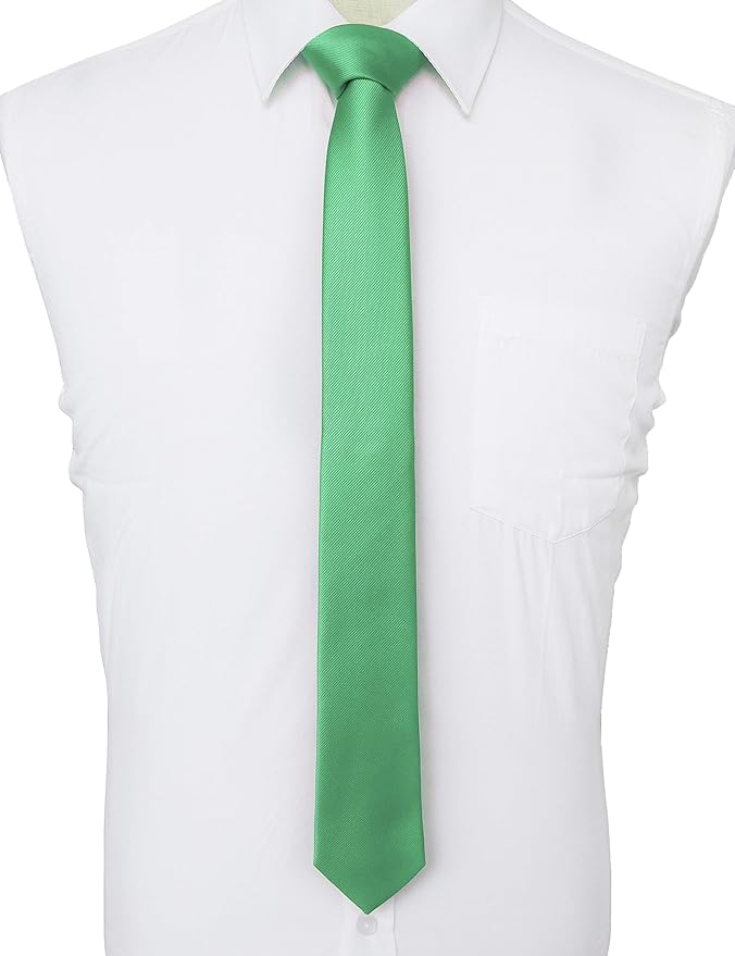 JEMYGINS 2.4" Solid Color Skinny Tie Slim Necktie for Men