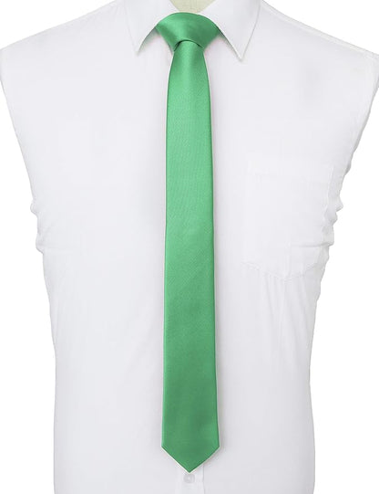 JEMYGINS 2.4" Solid Color Skinny Tie Slim Necktie for Men