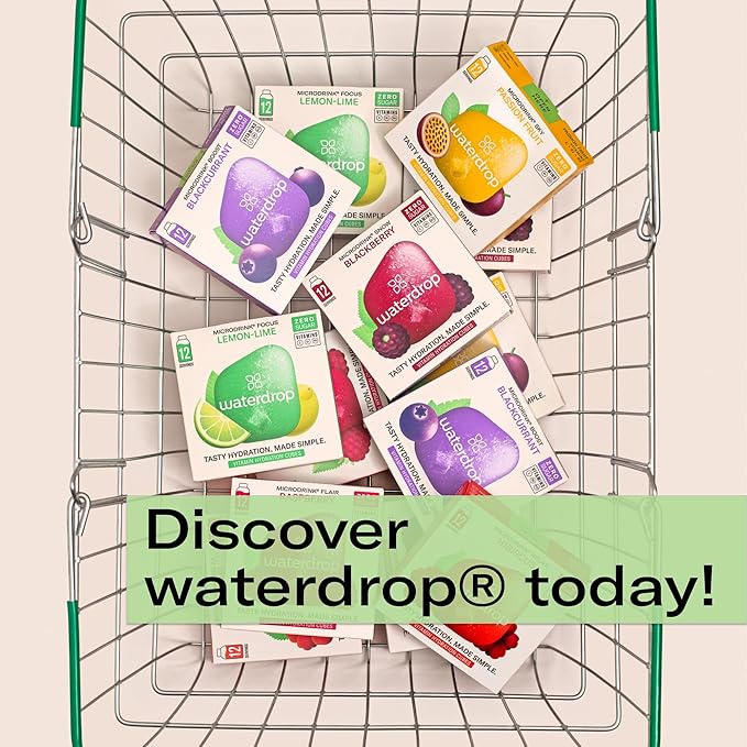 Waterdrop Hydration Cubes With Vitamin C, B Vitamins and Electrolytes, 6 Flavor Electrolyte Variety Pack, Flavored Water Enhancer Cubes for Still & Sparkling Water, Low Calorie, Sugar Free, 72 Count