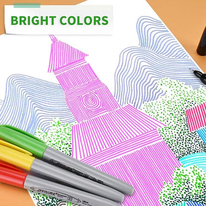 Permanent Markers, Ultra Fine Point Markers Set,48 Assorted Colors Work on Wood, Plastic, Paper, Metal, Stone, Glass for the Artist、Kids、Adult, 48 Count