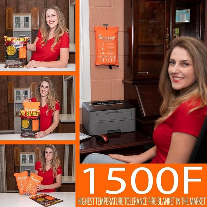 Supa Ant Emergency Fire Blanket for Home and Kitchen - 1 Pack 1500F High Visibility (Glow in The Dark) Smother Kitchen Fire Blanket - CE Certified Hero Fire Blankets Emergency for Home (47in)
