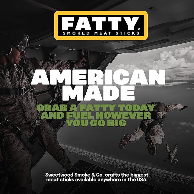 FATTY Meat Sticks, Made with Grass Fed Beef, Pork Raised Without Antibiotics, 13g Protein Per Serving, Jalapeno, Stocking Stuffer, 2 oz. (Pack of 20)