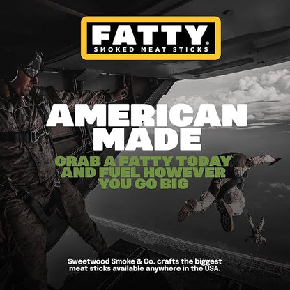 FATTY Meat Sticks, Made with Grass Fed Beef, Pork Raised Without Antibiotics, 13g Protein Per Serving, Jalapeno, Stocking Stuffer, 2 oz. (Pack of 20)