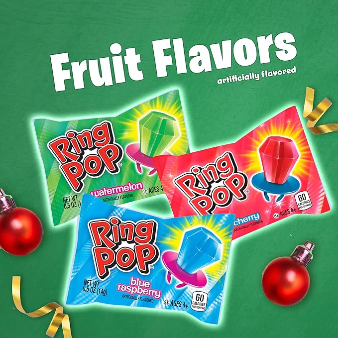 Ring Pop Halloween Candy Lollipops - 50 Ct Bulk Candy Variety Pack in Assorted Fruity Flavors - Full Size, Individually Wrapped Hard Candy For Trick or Treat, Halloween Bowls, Gifts, Party Favors