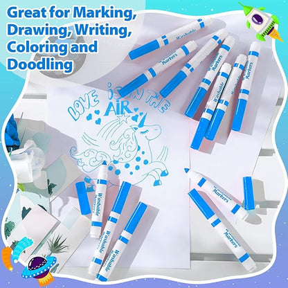 Janlaugh 24 Pcs Washable Markers Bulk Broad Line Markers Coloring Conical Tip Large pens for Kids art projects, Teachers, Students, Toddlers, Party Favors, Classrooms, Donations(Sky Blue)