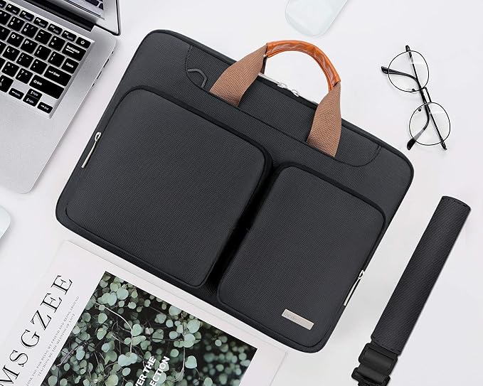 Lacdo 360° Protective Laptop Shoulder Bag, 14 inch Laptop Sleeve Bag for 14 inch New MacBook Pro M5/M4/M3/M2/M1 Chips Pro Max A3434 A3112 A3401 A3185 A2918 A2992 2025-2021 Computer Messenger Bag,Black