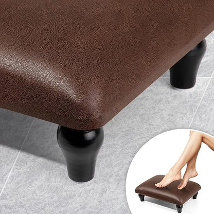 Small Foot Stool Ottoman with Stable Wood Legs Upholstered Footstool Padded Foot Rest Step Stool for High Beds Seat Chair Couch Sofa Patio Bedroom Living Room Office (5.9" H-Brown)
