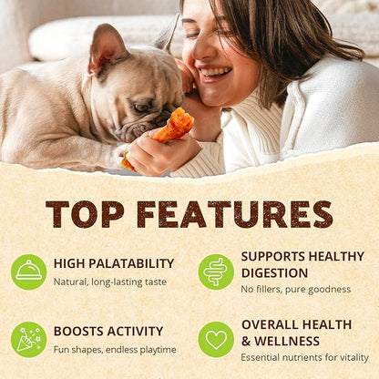 AFreschi Turkey Tendons for Dogs, USA-Sourced, Healthy Dog Treats, Rawhide-Free Puppy Chews, Long Lasting, All Natural, Hypoallergenic Dog Treats for Medium Breeds, 10 oz Pack Variety (M)