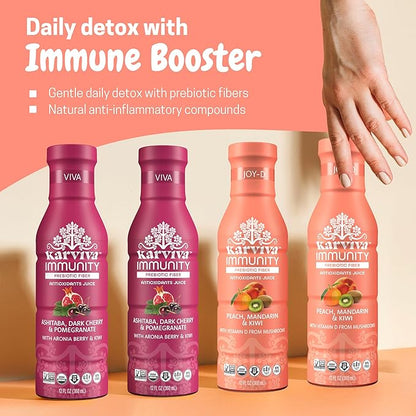 Karviva 3-Day Organic Juice Cleanse, Low-Sugar, Immunity Boost with Vitamin C & D, Inspired by Ancient Detox Tonic, Prebiotic Fiber, Electrolytes & Antioxidants, Gluten-Free (6 Bottle, 12 fl.oz. each)