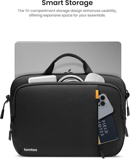 tomtoc 360 Protective Laptop Carry Case for 14-inch MacBook Pro M5/M4/M3/M2/M1 Pro/Max A3434 A3112 A3401 A3185 A2992, Water-Resistant Laptop Shoulder Bag for 13-inch MacBook/iPad Pro M5/iPad Air M3