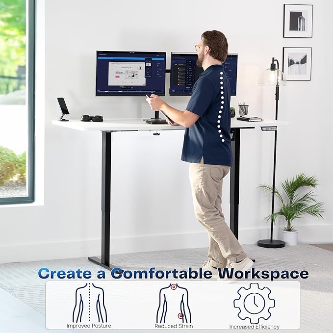 VIVO Electric 71 x 30 in Standing Desk, Memory Height Adjustment, 1B Series, White Top Black Frame, DESK-KIT-1B7W