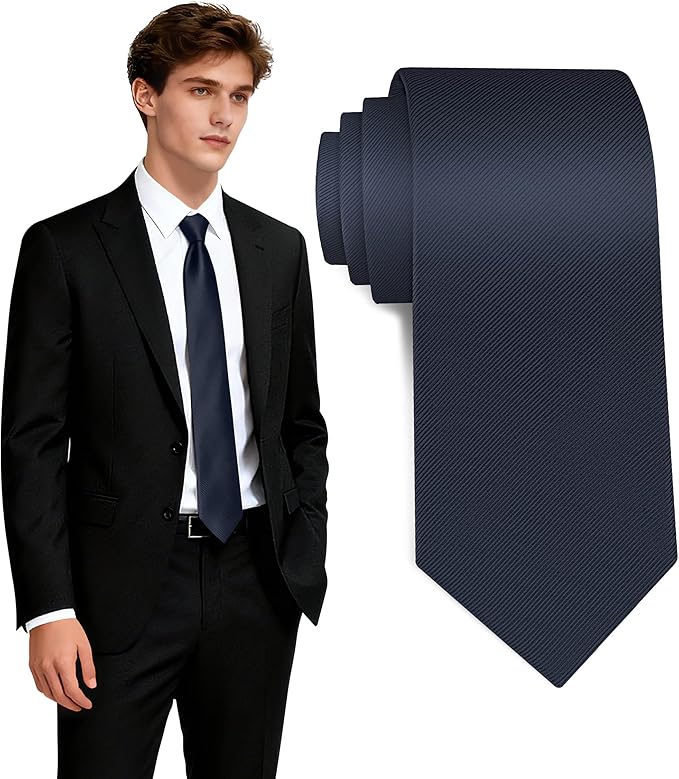 Fineknot Black Ties for Men, Formal Neckties for Men, Solid Color Mens Ties for Business, Wedding, Party, Mens Neck Tie