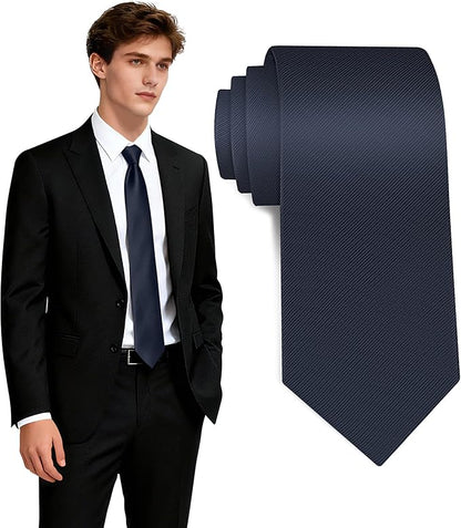 Fineknot Black Ties for Men, Formal Neckties for Men, Solid Color Mens Ties for Business, Wedding, Party, Mens Neck Tie