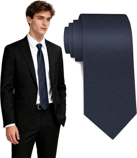 Fineknot Black Ties for Men, Formal Neckties for Men, Solid Color Mens Ties for Business, Wedding, Party, Mens Neck Tie