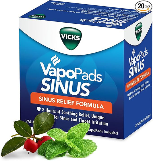 Vicks VapoPads Sinus Relief Formula - Vapor Pads Refill for Vicks Humidifiers and Steam Inhalers, Scent Pads for Sinus Congestion and Throat Irritation, 20-Pack, Box Color May Vary