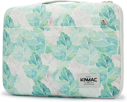 Kinmac 360° Heavy Duty Protective Laptop Computer Sleeve case Bag Cover with Handle for MacBook Pro 14 inch,14 inch-14.4 inch HP Lenovo Dell ASUS Acer Laptop (Green Leaf)