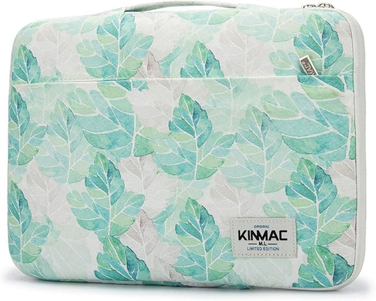 Kinmac 360° Heavy Duty Protective Laptop Computer Sleeve case Bag Cover with Handle for MacBook Pro 14 inch,14 inch-14.4 inch HP Lenovo Dell ASUS Acer Laptop (Green Leaf)