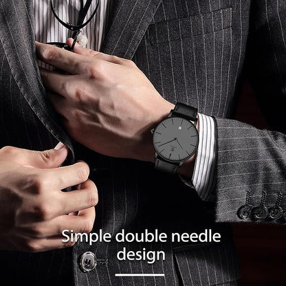 L LAVAREDO Watch for Men, Extremely Thin Mens Watches Minimalist Analog Men's Leather Wrist Watches with Time/Date, Birthday Gift for Men Boyfriend