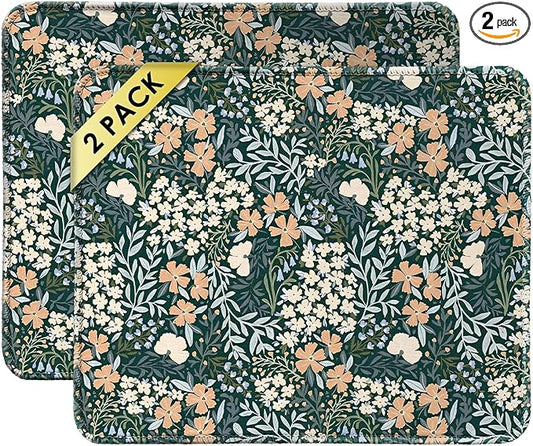 Square Mouse Pad with Stitched Edge, Premium Mousepad Washable Cloth. Computer Mouse Pad with Non-Slip Rubber Base, Mouse Pads for Computers Laptop Mouse 9.25x7.75x0.12 inch-Vintage Garden-2 Pack