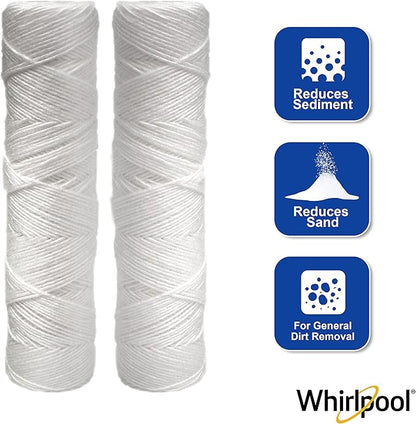 Whirlpool 10" x 2.5" String Wound Whole House Water Filters, NSF Certified 5-Micron Filtration Reduces Sediment for Well Water, WHKF-WHSW, 2-Pack
