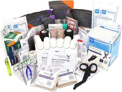 Lightning X Products Lightning X Mid-Sized First Responder EMT Bag | LXMB25 Fully Stocked Aid Kit w/ 200+ BLS Supplies - Blue