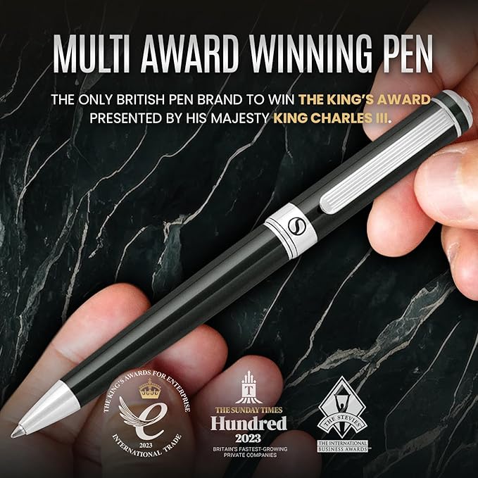 Scriveiner BlackGreen Ballpoint Pen - Black Green Luxury Pen, Chrome Finish, Schmidt Black Refill, Best Ball Pen Gift Set for Men & Women, Professional Executive Office, Nice Designer Pen