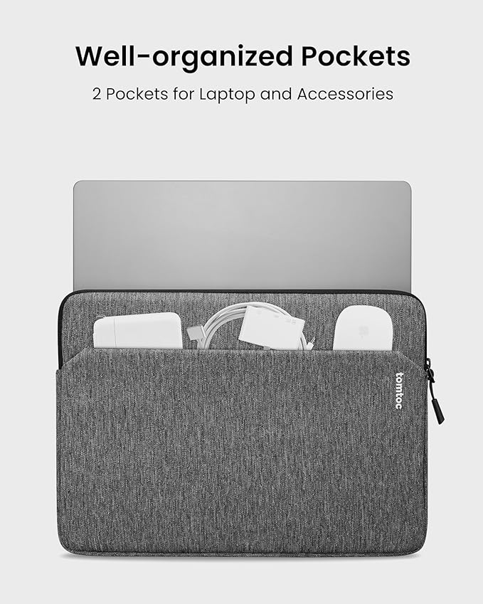 tomtoc Slim Laptop Sleeve for 13.5-14.3 Lenovo, HP, ASUS, Dell, Acer Laptop Notebook, Vivobook/Zenbook 14, Water-Resistant Protective Case for 13.8 Inch Surface