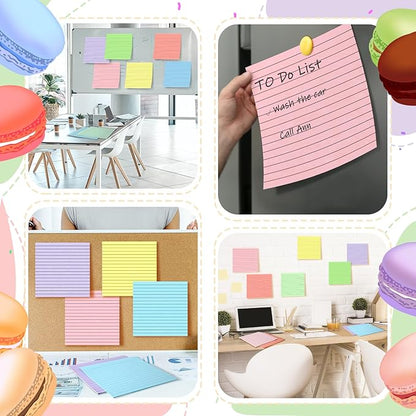 8 Pads Big Sticky Notes 11 x 11 Inch Lined Jumbo Large Sticky Notes for Wall,Giant Strong Power Memo Square Post for Office, 25 Sheets/Pad(Pastel Color)