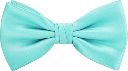 TIE G 5pcs Tie Set in WHITE OR BLACK GIFT BOX: Solid Color Necktie, Satin Bow Tie, Pocket Square, Lapel, Cuff Links