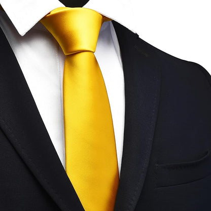 Branduce 3.15"（8cm） Mens Solid Satin Tie Pure Color Necktie for Business and Wedding + Gift Box