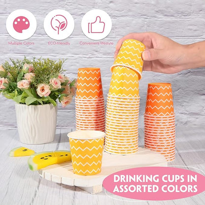 Thenshop 1000 Pieces 5oz Paper Cups, Strip Multicolor Disposable Cups, Cold Beverage Drinking Mini Mouthwash for Parties, Picnic, Travel, Events Barbecues, Coffee, 10 Colors