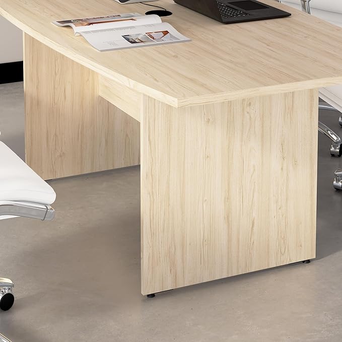 Bush Business Furniture 72-inch Office Conference Table with Wood Base, Boardroom Meeting Space for 6 Users, Natural Elm