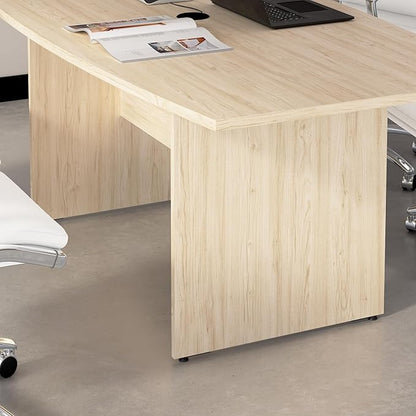 Bush Business Furniture 72-inch Office Conference Table with Wood Base, Boardroom Meeting Space for 6 Users, Natural Elm