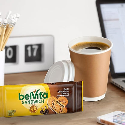 belVita Breakfast Bar Biscuit Sandwiches, Dark Chocolate Creme, 30 Total Packs, 6 Boxes (2 Biscuits Per Pack)