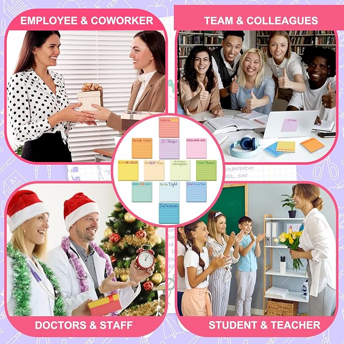 Yinder 24 Pcs Inspirational Sticky Notes Christmas Stocking Stuffers Motivational Sticky Notes Pad Employee Appreciation Gift Bulk for Teacher Nurse Coworker Office 3 x 3'' (Bible,Light Color)