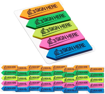 800 Sheets Sign Here Index Marker, Assorted Colors Sign Here Tabs Sign Post Here Index, Flags Vital Signs Sticky Notes for documents notebooks Contracts, Books,Files or Notary Supplies