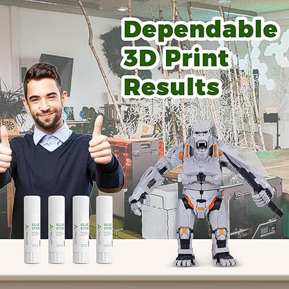 Creality 3D Printer Glue Sticks 4 Pack Enhanced First Layer Adhesion Reduce Warping on Hot Bed, PVP Solid 3D Print Glue Sticks Compatible with PLA/ABS/PETG/PC/PA/TPU, Each Weighing 21g/0.74oz