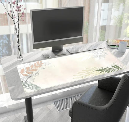 Boho Mouse Pad - Pastel Abstract Desk Mat - Matcha Green - Aesthetic Office Decor - 31.5x15.75 in - For Women & Gamers