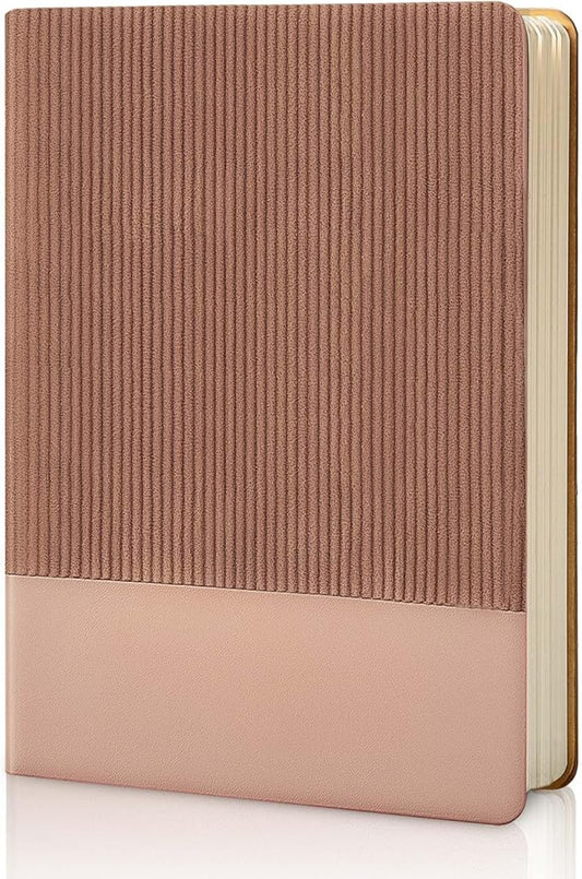 Lined Journal Notebook for Work College Ruled Note Book 5.79"x8.27" A5 PU Leather Daily Journaling 216 Pages for Women Men Writing Home School Supplies Business (Dark Pink)
