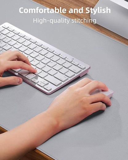 Leather Desk Pad Protector-48 x 24" Computer Desk Mat, Large Mouse Pad, Non-Slip Desk Pad, Waterproof PU Leather Desk Blotter Mat, Desk Cover Mat for Office and Home (Light Grey)