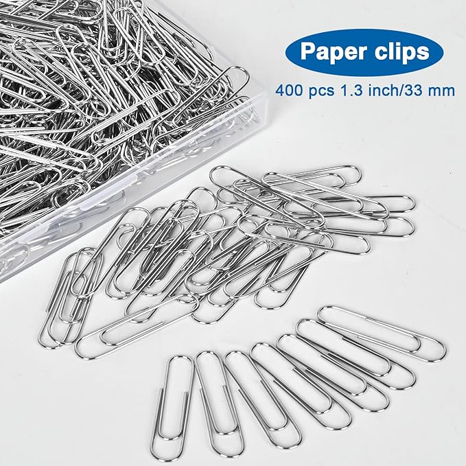 400 Pcs Medium Paper Clips,1.3 inch Smooth Paperclips Metal Paper Clip for Office, School and Teacher Supplies.