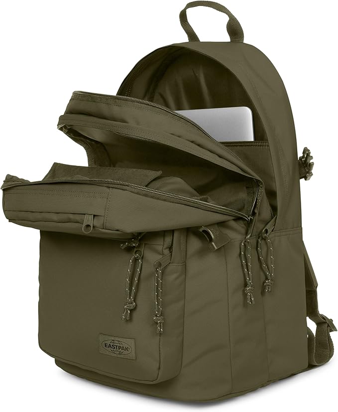 EASTPAK Double Pro – 32L Performance Backpack with 16" Laptop Sleeve, Dual Compartments, Security Pocket, Bottle Holder & Organizer, Dark Grass