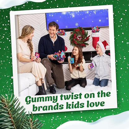 Bazooka Brands Christmas Gummy Candy Variety Pack, 52 Ct Chewy Gummy Candy Individually Wrapped in Fruity Flavors For Birthday Party Favors, Stocking Stuffers, Candy Bowls, Kids Gift